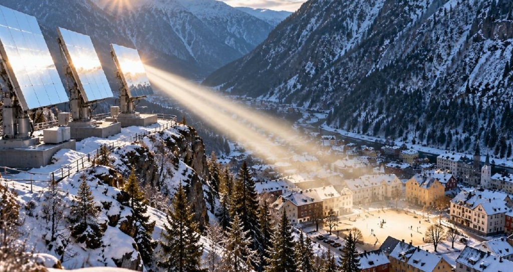 Norveç'in Dağlar Arasındaki Rjukan Kasabası Dev Aynalar Sayesinde Güneş Işığı Alıyor